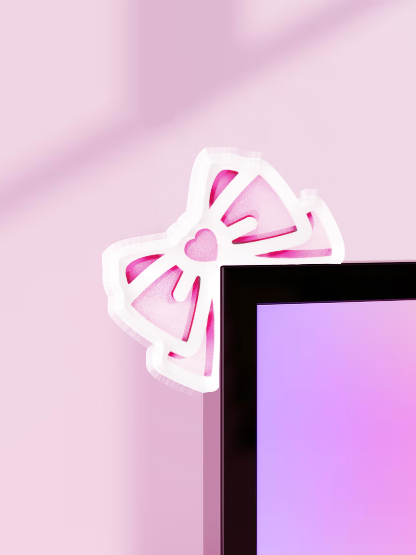Tech Gaming Accessories - Kawaii Bow Monitor Decor Pink Acrylic