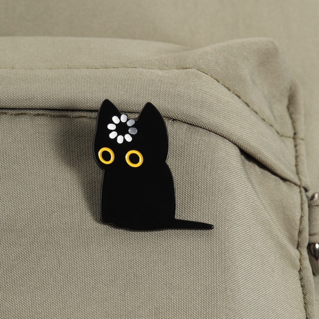 Cute Black Cat Loading Enamel  - Tech Accessories Backpack ulasan dan harga