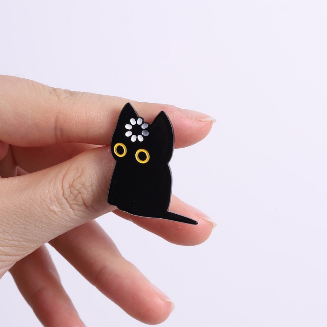 Cute Black Cat Loading Enamel  - Tech Accessories Backpack ulasan dan harga