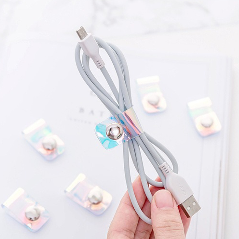 5Pcs INS Laser PVC Starp Data  - Travel Cable Organizer ulasan dan harga