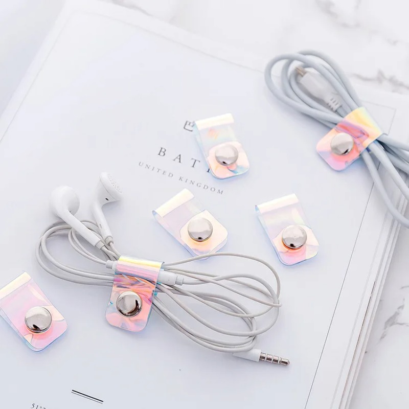 5Pcs INS Laser PVC Starp Data  - Travel Cable Organizer ulasan dan harga