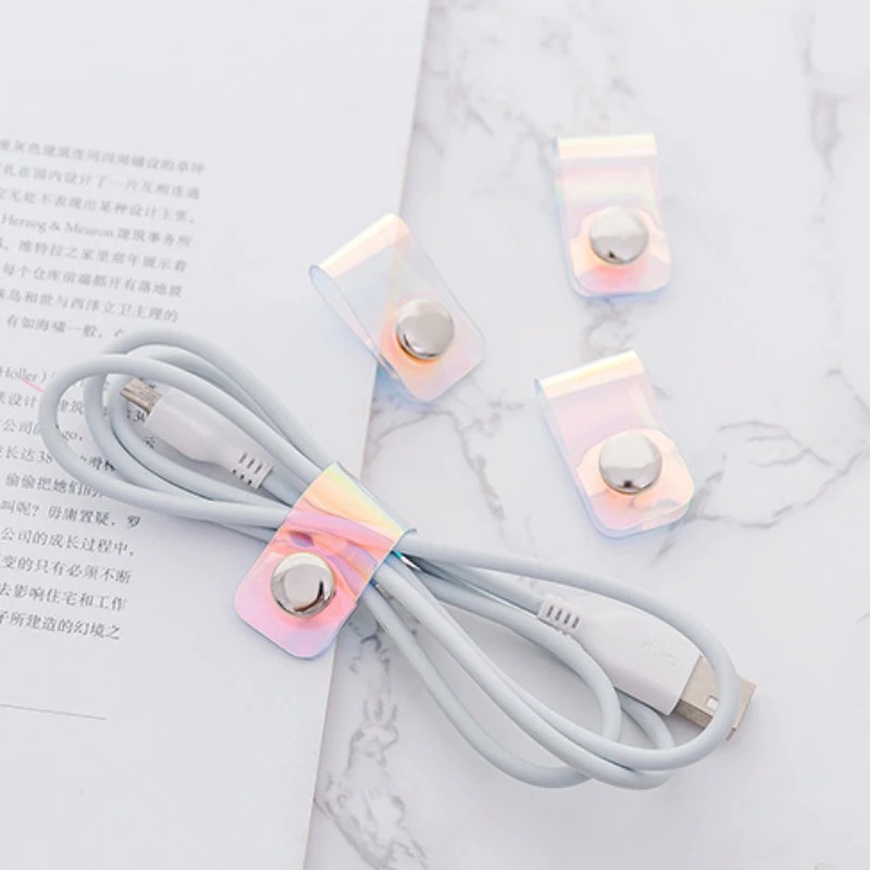 5Pcs INS Laser PVC Starp Data  - Travel Cable Organizer ulasan dan harga