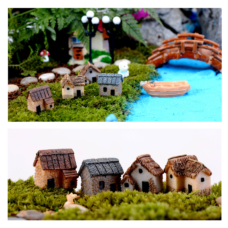 Mini Small House Figurine Resi - Tech House Accessories ulasan dan harga