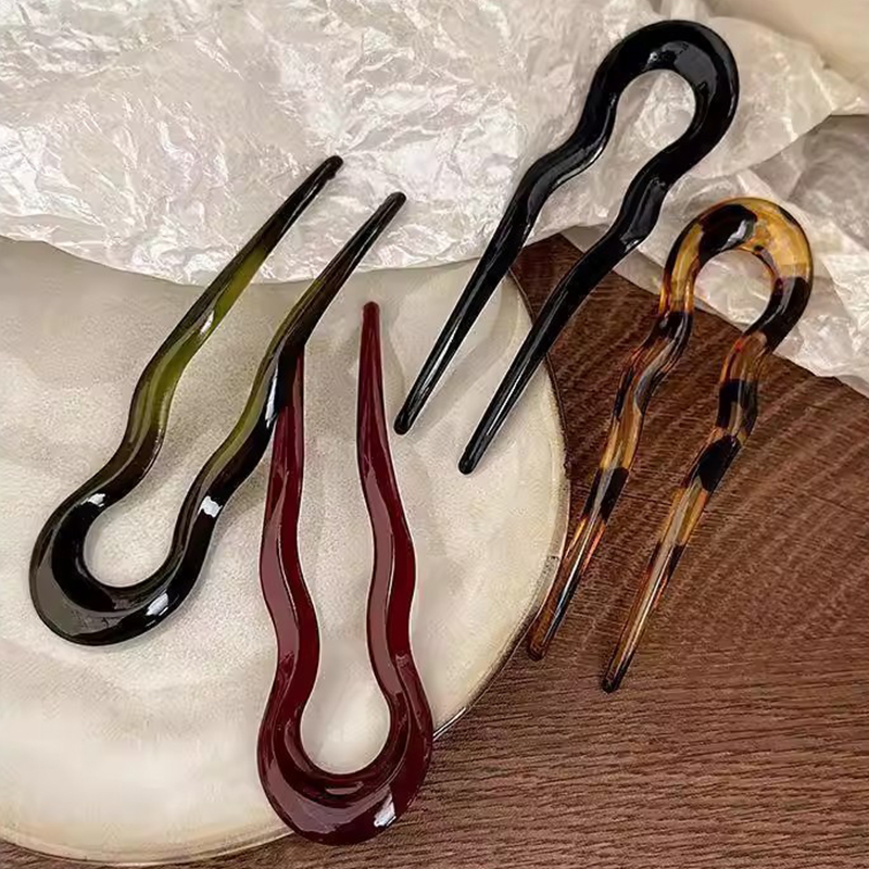 Elegant Acrylic U-shaped Hairp - Tech Hair Accessories ulasan dan harga