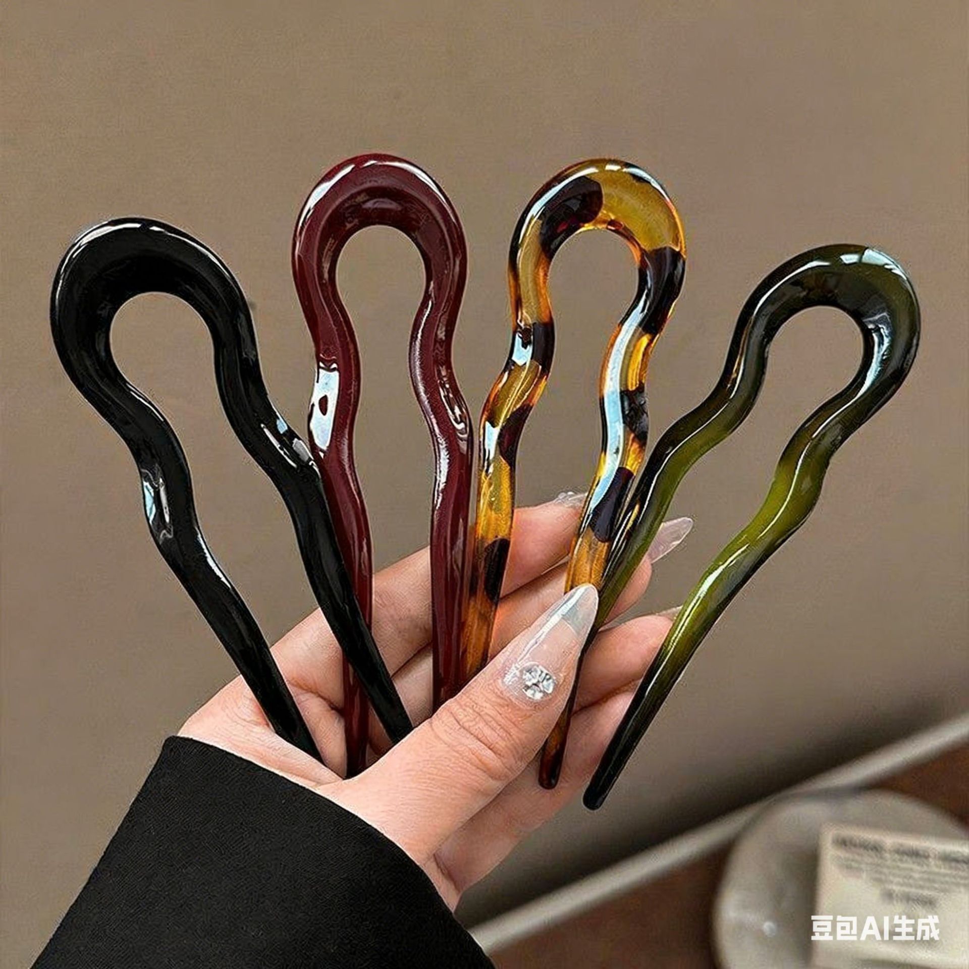 Elegant Acrylic U-shaped Hairp - Tech Hair Accessories ulasan dan harga